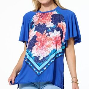 DG2 Diane Gilman Mixed Media Raglan Tee    Size L